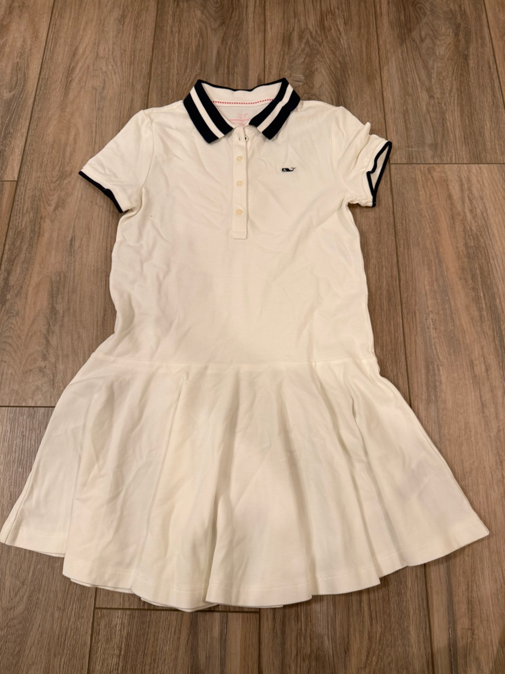 Vineyard Vines White Polo Dress with Navy Trim